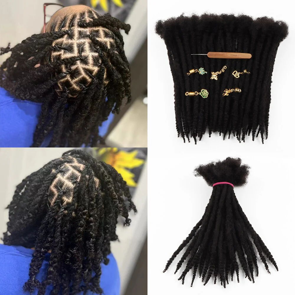 New Arrivals Human Hair Soft Textured Curly Ends Handmade Dreadlock Extensions - Image 9
